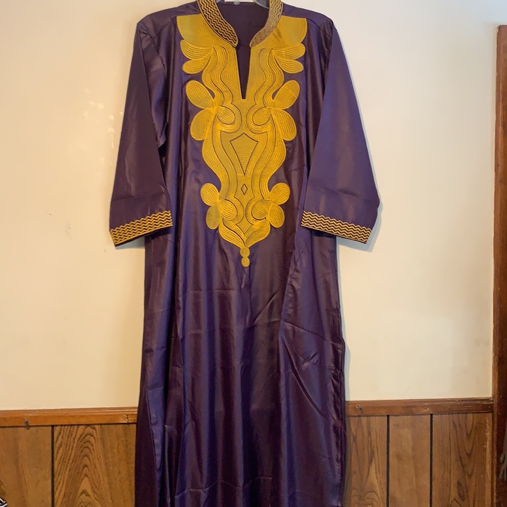 African Dashiki Embroidery Maxi Dress